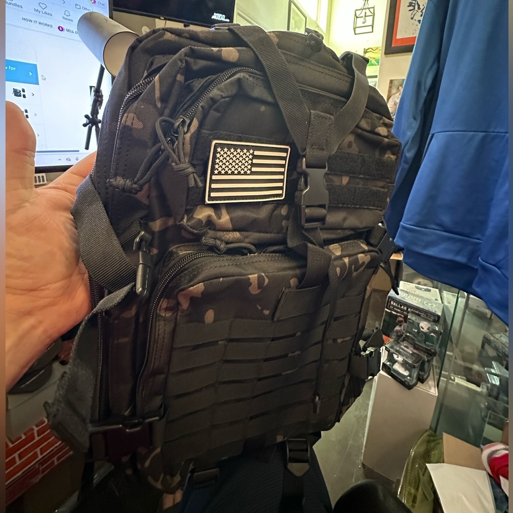 Military Black Camo Tactical Backpack Molle Army Assault Pack - Picture 3 of 4